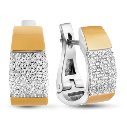 Pendientes de moissanita para mujer | Plata de ley 925 con baño de oro de 18 quilates | Diseño conmovedor