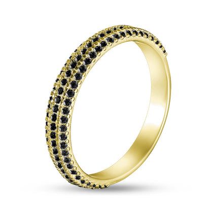 14K Gold Plated Ring | Golden Midnight Dome | Sterling Silver