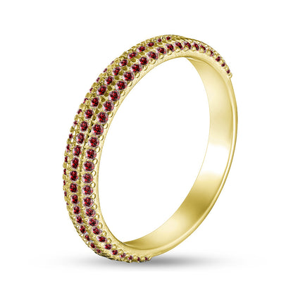 14K Gold Plated Ring | Ruby-Colour Dome Band | Sterling Silver