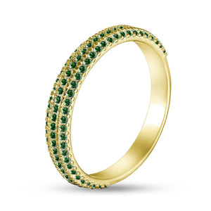 14K Gold Plated Ring Golden Emerald-Colour Dome, sterling silver