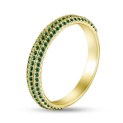 14K Gold Plated Ring | Emerald Elegant | Sterling Silver