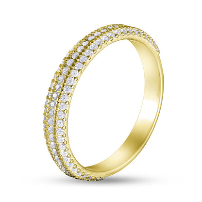 14K Gold Plated Ring | Golden Crystal Dome | Sterling Silver