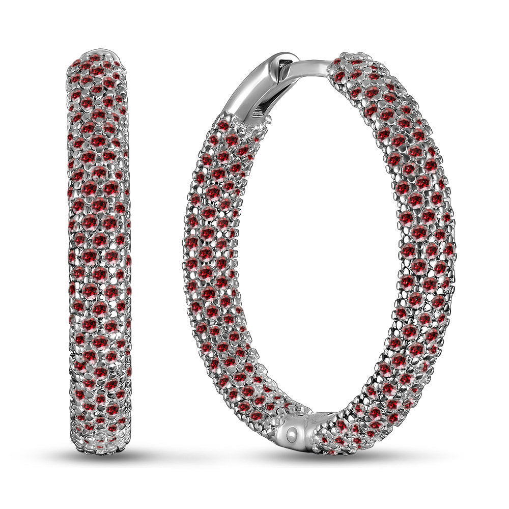 Cubic Zirconia Earrings | Ruby Toned Refined | Sterling Silver