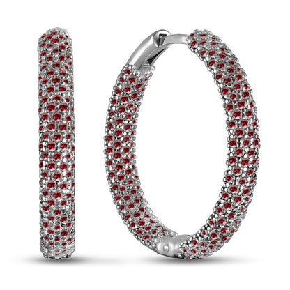 Cubic Zirconia Earrings | Ruby Toned Refined | Sterling Silver