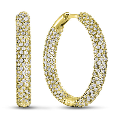 14K Gold Plated Hoop Earrings | Golden Inside-Out Hoops | Sterling Silver