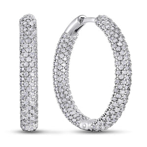 Cubic Zirconia Hoop Earrings Inside-Out Pavé Hoops, sterling silver