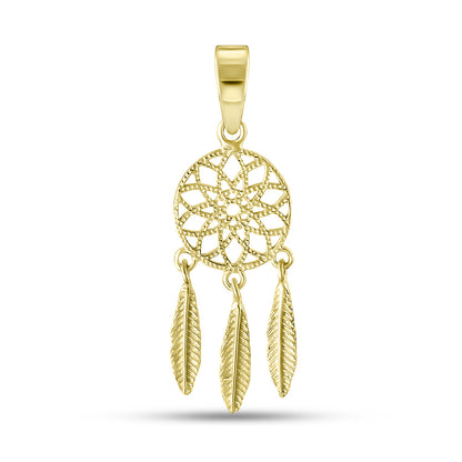 14K Gold Plated Pendant | Golden Dreamcatcher | Sterling Silver