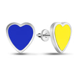 925 Silver Stud Earrings with Yellow and Sky Blue Enamel 2078E
