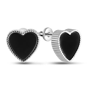 Black Onyx Stud Earrings Elegant, sterling silver