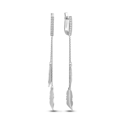 Cubic Zirconia Dangle Earrings | Feather Duster Drop | Sterling Silver