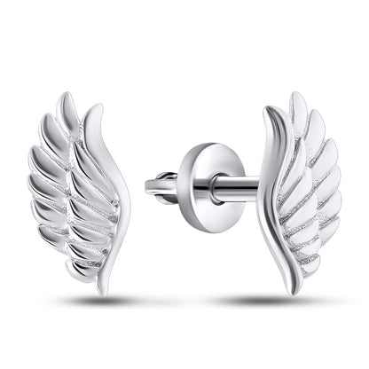 Sterling Silver Stud Earrings | Angel Wing Studs