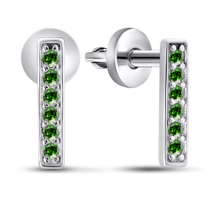 Sterling Silver Stud Earrings | Emerald CZ Modern