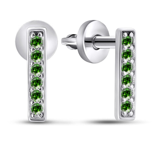 Sterling Silver Stud Earrings | Emerald CZ Modern