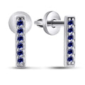 Cubic Zirconia Stud Earrings | Sapphire Colored Elegant | Sterling Silver