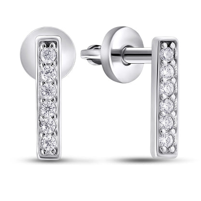 Cubic Zirconia Stud Earrings | Petite Pavé Bar | Sterling Silver