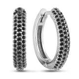 Elegant 925 Silver Earrings with Black CZ 2137/1E