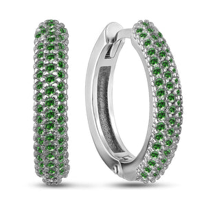 Sterling Silver Earrings Emerald Colored Refined, sterling silver