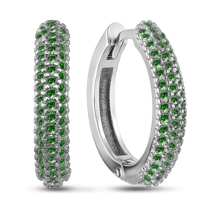 Sterling Silver Earrings | Emerald Colored Refined