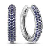 Classic Silver Earrings with Sapphire Colored Zirconia 2137/1E