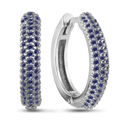 Sterling Silver Earrings | Sapphire CZ Modern
