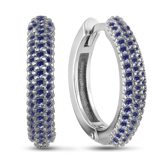 Sterling Silver Earrings | Sapphire CZ Modern