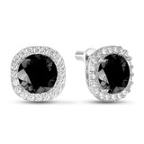 Classic Silver Earrings with Black Zirconia 2169/1E