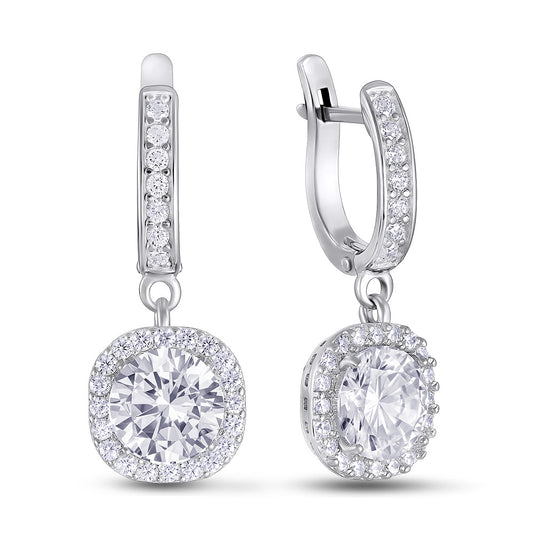 Cubic Zirconia Drop Earrings | Elegant | Sterling Silver