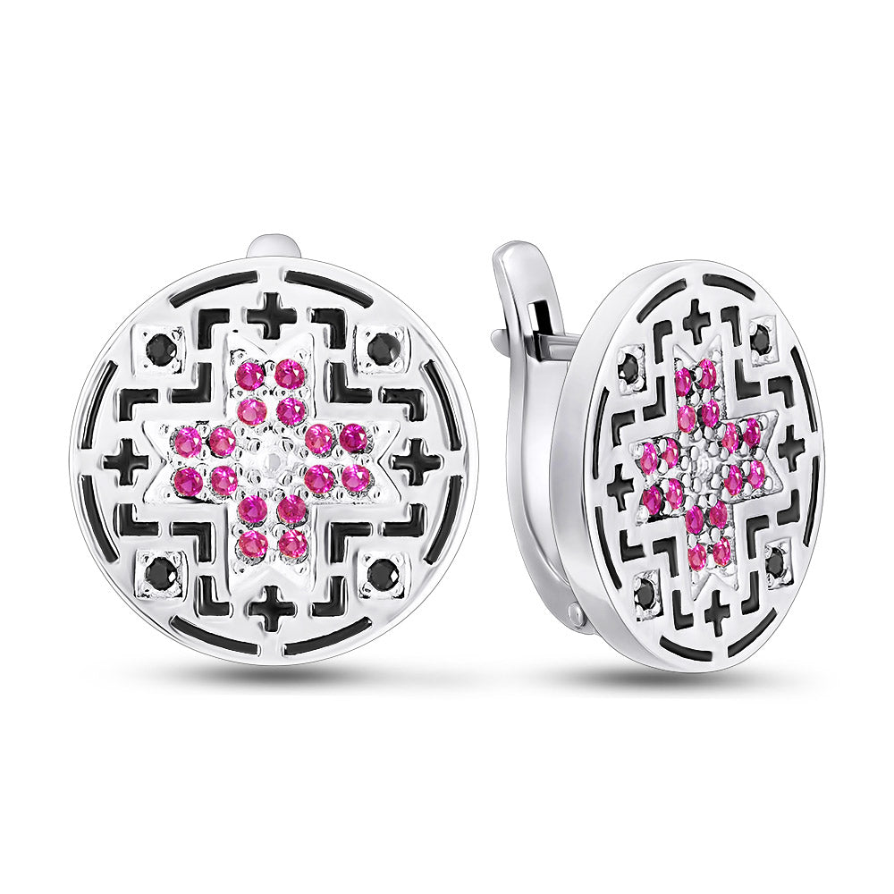 Enamel Drop Earrings | Black Enamel Timeless | Sterling Silver