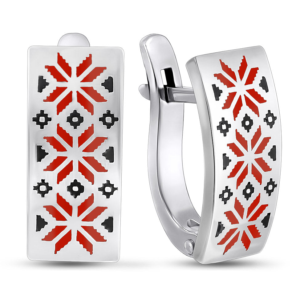 Enamel Earrings | Black Enamel Contemporary | Sterling Silver