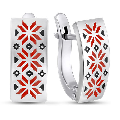 Enamel Earrings | Black Enamel Contemporary | Sterling Silver