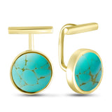 Minimalist Gold-Coated Sterling Silver Earrings with Green Turquoise 2194LE