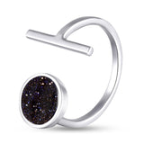 Minimalist Silver Ring with Night of Cairo Stone 2194R