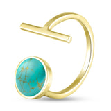 Minimalist Gold Plated Ring with Green Turquoise 2194RL