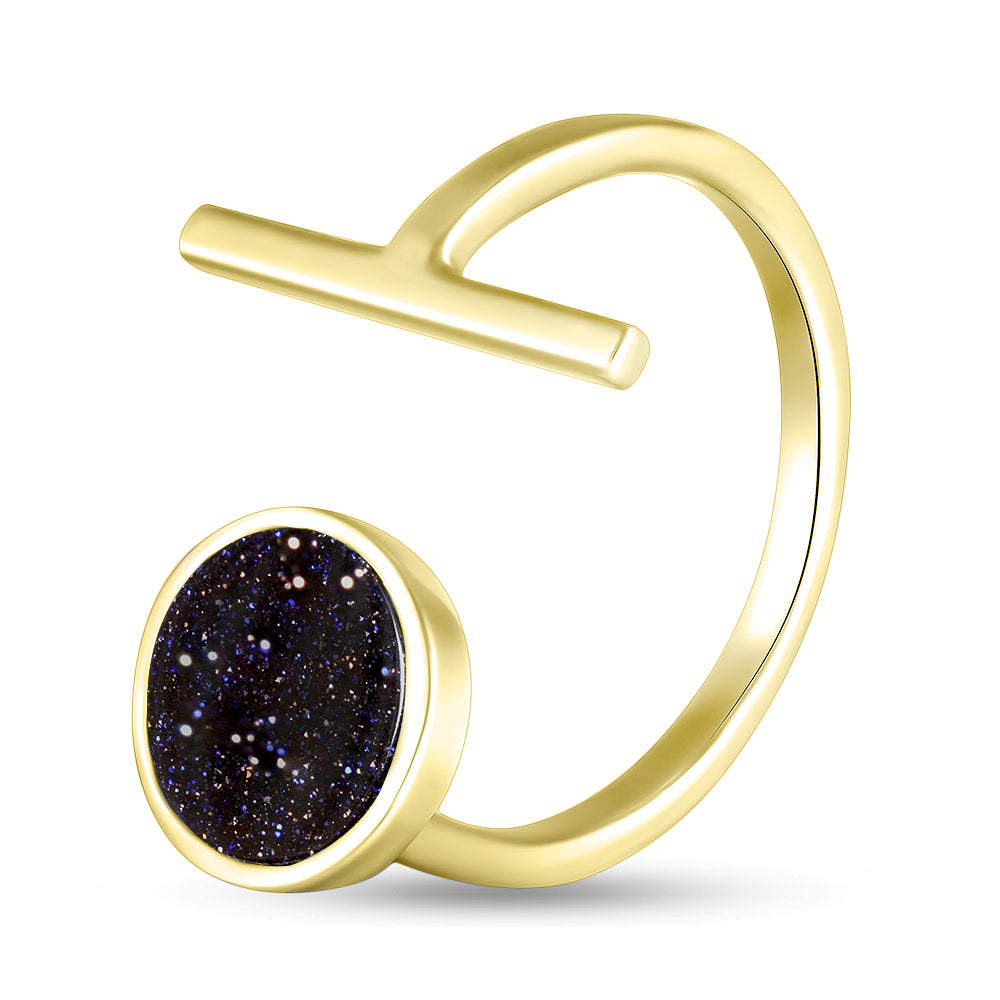 14K Gold Bonded Ring | Cairo Stone Elegant | Sterling Silver