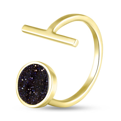 14K Gold Plated Ring | Cairo Stone Elegant | Sterling Silver