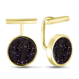 Gold Coated Silver Earrings with Night of Cairo Stone 2194LE