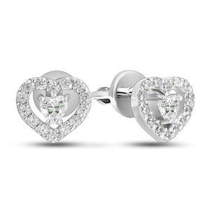 Cubic Zirconia Stud Earrings Heart Halo Studs, sterling silver