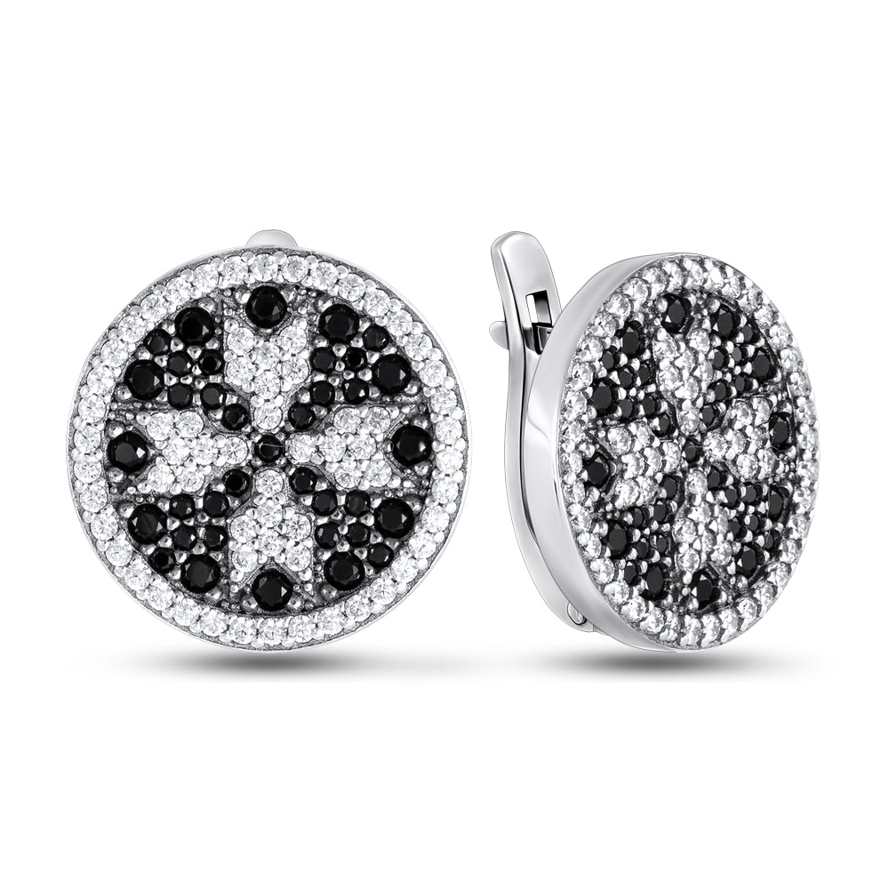 Two-Tone Earrings | White CZ Two Tone | Sterling Silver