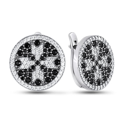 Two-Tone Earrings | White CZ Two Tone | Sterling Silver