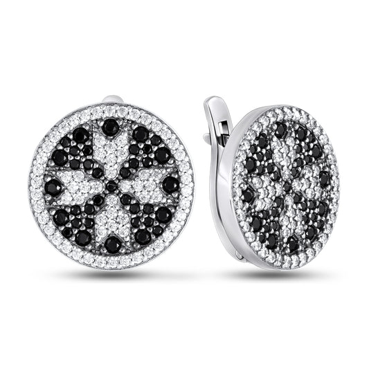 Two-Tone Earrings | White CZ Two Tone | Sterling Silver