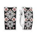 Enamel Earrings | Black Enamel Geometric | Sterling Silver