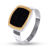 925 Sterling Silver Two-Tone Ring - Gold Plated with Night of Cairo - Olivia Star Jewelry 255-1R