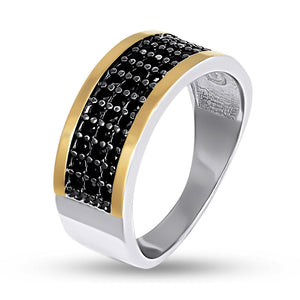14K Gold Bonded Ring Midnight Panel Band, sterling silver