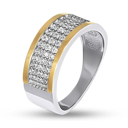 14K Gold Bonded Ring | White Panel Band | Sterling Silver