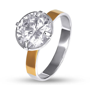 14K Gold Bonded Ring Bold Solitaire, sterling silver