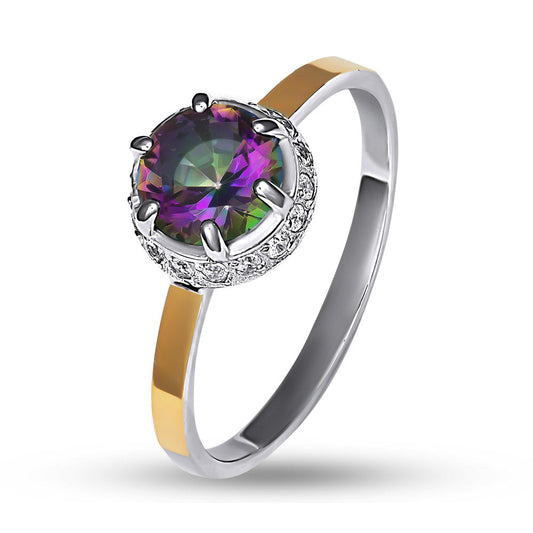 Topaz Ring | Halo | Sterling Silver