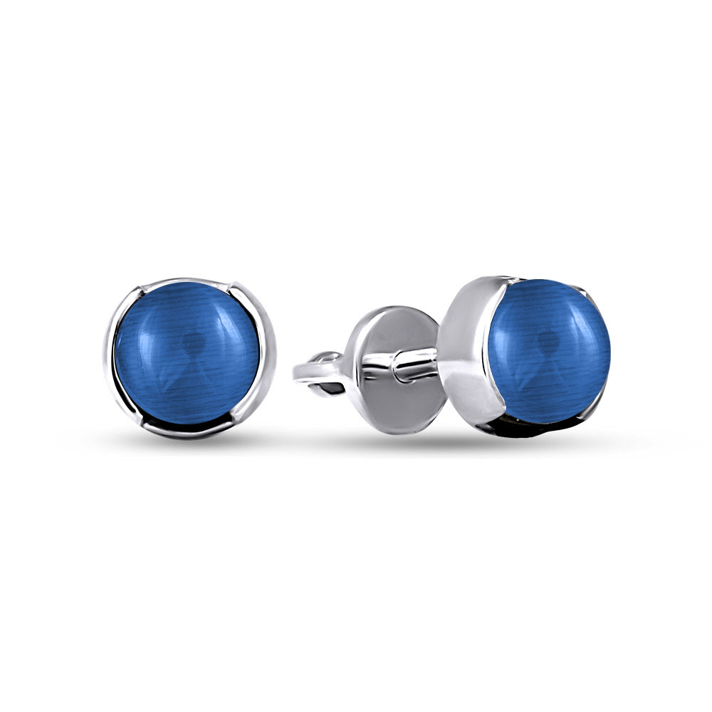 Sterling Silver Earrings | Blue Ulexite Minimalist