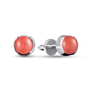 Sterling Silver Earrings Coral Ulexite Minimalist, sterling silver