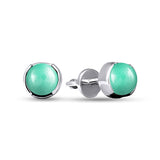 Minimalist Sterling Silver Earrings with Turquoise Ulexite 765E