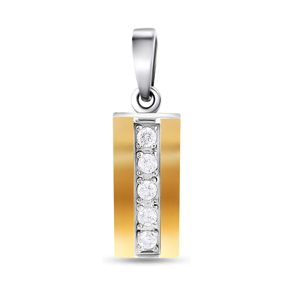 14K Gold Bonded Pendant | Golden Tag CZ Line | Sterling Silver